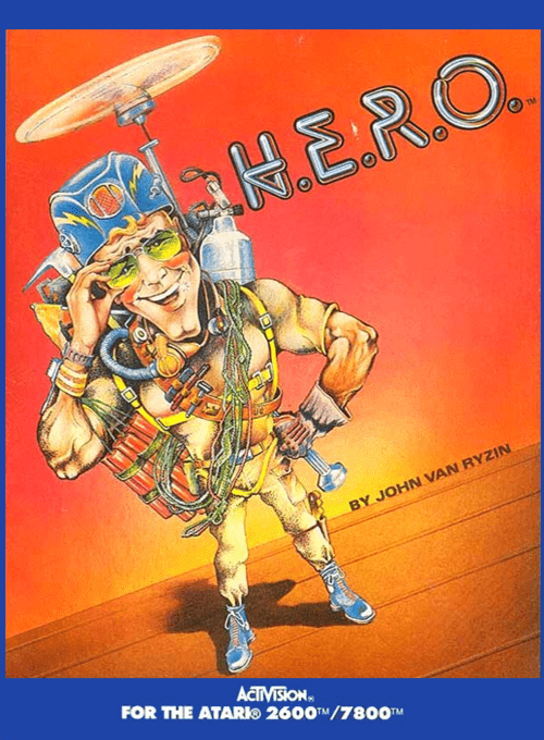 H.E.R.O. box art for Atari 2600